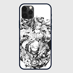 Чехол для iPhone 12 Pro Max Клинок рассекающий демонов Незуко чб, цвет: 3D-черный