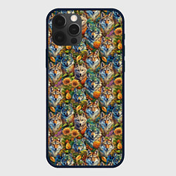 Чехол для iPhone 12 Pro Max Волки паттерн, цвет: 3D-черный