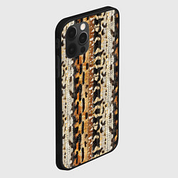 Чехол для iPhone 12 Pro Max Текстура змеиной кожи в коричневых природных тонах, цвет: 3D-черный — фото 2