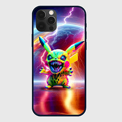 Чехол iPhone 12 Pro Max Монстр Пикачу - неоновое свечение