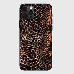 Чехол iPhone 12 Pro Max Реалистичная кожа змеи темно коричневая