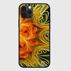 Чехол iPhone 12 Pro Max Зелено-оранжевый фрактал
