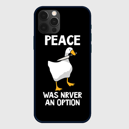 Чехол iPhone 12 Pro Max Белый гусь с кухонным ножом / 3D-Черный – фото 1