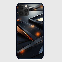 Чехол для iPhone 12 Pro Max Темная и золотая геометрия, цвет: 3D-черный