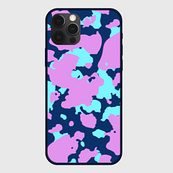 Чехол для iPhone 12 Pro Max Паттерн с сиреневыми и голубыми пятнами, цвет: 3D-черный