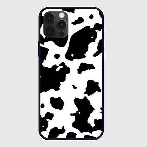 Чехол iPhone 12 Pro Max Черно белый коровий узор / 3D-Черный – фото 1