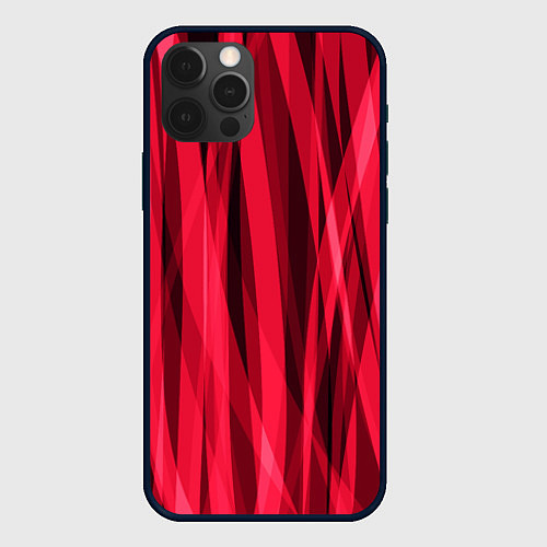 Чехол iPhone 12 Pro Max Красно-розовые абстрактные полосы / 3D-Черный – фото 1