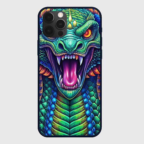 Чехол iPhone 12 Pro Max Крупная змея фэнтези / 3D-Черный – фото 1