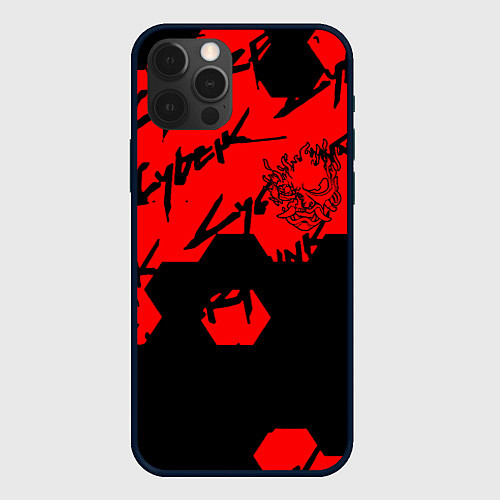 Чехол iPhone 12 Pro Max Cyberpunk 2077 кибер броня / 3D-Черный – фото 1