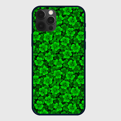 Чехол iPhone 12 Pro Max Клеверный узор паттерновый / 3D-Черный – фото 1