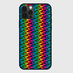 Чехол для iPhone 12 Pro Max Радужный разноцветный узор, цвет: 3D-черный
