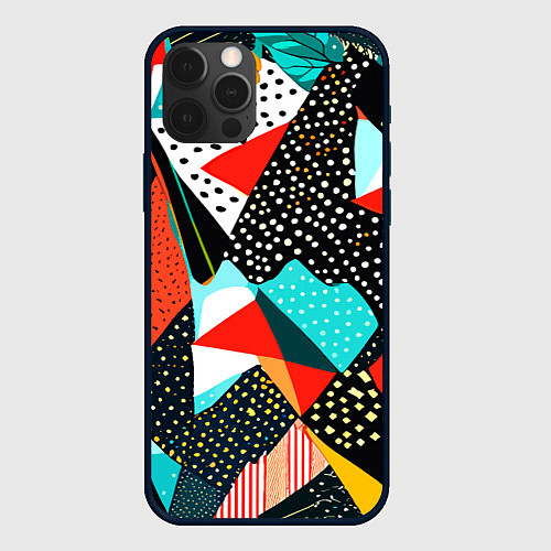 Чехол iPhone 12 Pro Max Abstract patchwork - ai art / 3D-Черный – фото 1