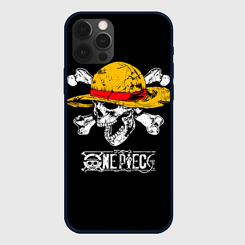 Чехол iPhone 12 Pro Max One piece - череп и кости / 3D-Черный – фото 1