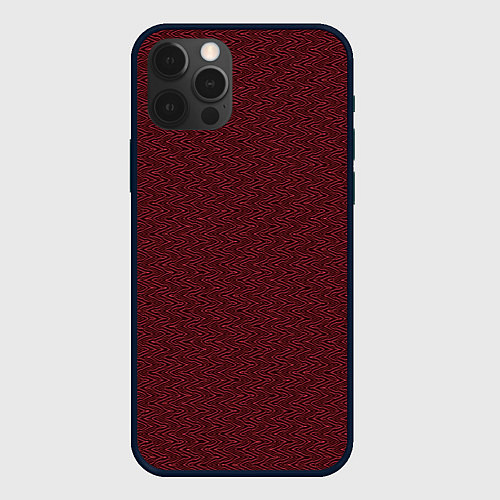 Чехол iPhone 12 Pro Max Тёмный красный однотонный текстурированный / 3D-Черный – фото 1