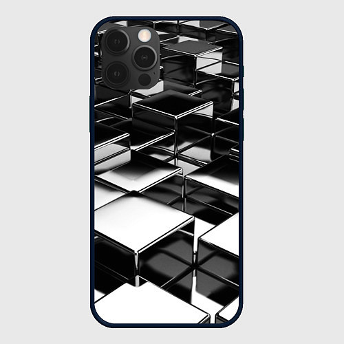 Чехол iPhone 12 Pro Max Хромированная абстракция / 3D-Черный – фото 1