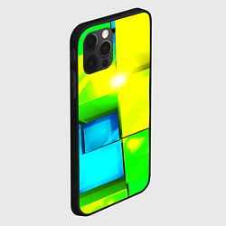 Чехол для iPhone 12 Pro Max Зелёные кубы разломы, цвет: 3D-черный — фото 2
