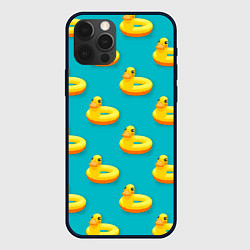 Чехол для iPhone 12 Pro Max Надувные утки паттерн, цвет: 3D-черный