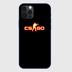 Чехол для iPhone 12 Pro Max CSGO огненное лого, цвет: 3D-черный