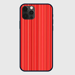 Чехол для iPhone 12 Pro Max Полосатый красно-розовый, цвет: 3D-черный