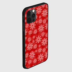Чехол для iPhone 12 Pro Max Снежинки на красном фоне, цвет: 3D-черный — фото 2