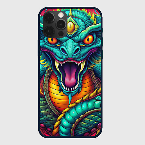Чехол iPhone 12 Pro Max Мифическая змея / 3D-Черный – фото 1