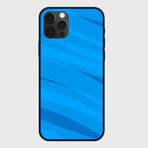 Чехол iPhone 12 Pro Max Насыщенный голубой полосами / 3D-Черный – фото 1
