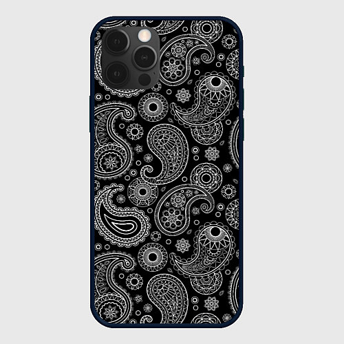 Чехол iPhone 12 Pro Max Пейсли на черном / 3D-Черный – фото 1