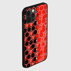 Чехол для iPhone 12 Pro Max Техно-киберпанк шестиугольники красный и чёрный, цвет: 3D-черный — фото 2