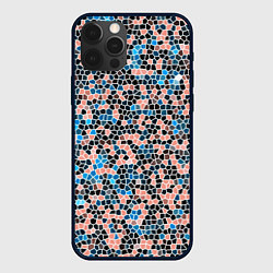 Чехол для iPhone 12 Pro Max Паттерн мозаика бирюзово-розовый, цвет: 3D-черный