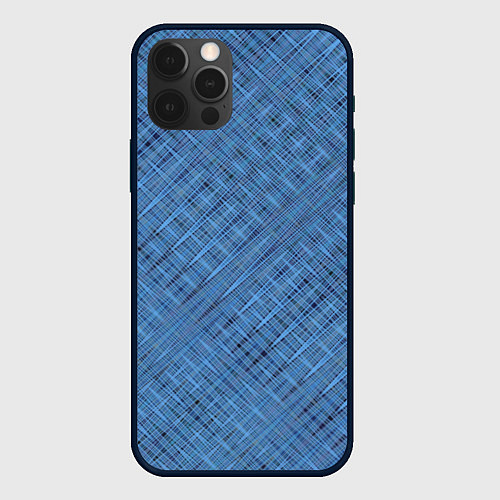 Чехол iPhone 12 Pro Max Тёмно-голубой текстурированный / 3D-Черный – фото 1