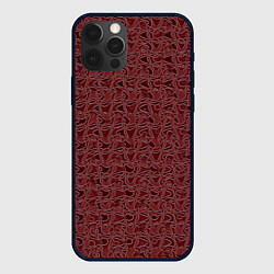 Чехол iPhone 12 Pro Max Тёмный красно-коричневый узорный