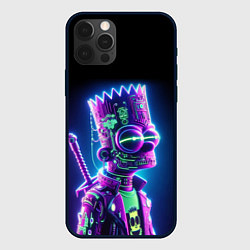 Чехол для iPhone 12 Pro Max Bart Simpson cyber ninja - neon glow, цвет: 3D-черный