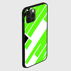 Чехол для iPhone 12 Pro Max Зелёные широкие линии на белом фоне, цвет: 3D-черный — фото 2