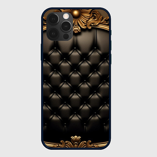 Чехол iPhone 12 Pro Max Лакшери текстура из натуральной кожи / 3D-Черный – фото 1