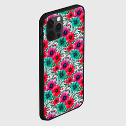 Чехол для iPhone 12 Pro Max Анемоны цветы яркий принт, цвет: 3D-черный — фото 2