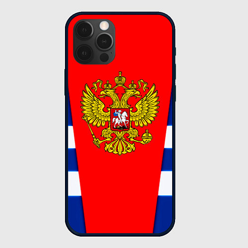 Чехол iPhone 12 Pro Max Россия герб спорт / 3D-Черный – фото 1