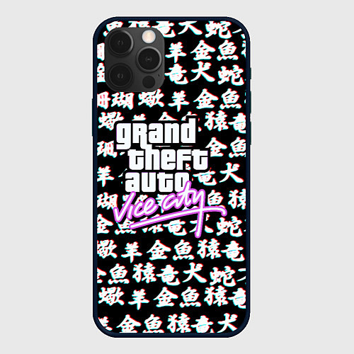 Чехол iPhone 12 Pro Max GTA vice city japan / 3D-Черный – фото 1