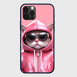 Чехол для iPhone 12 Pro Max Кошка в капюшоне, цвет: 3D-черный