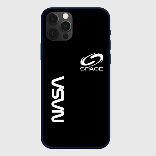 Чехол iPhone 12 Pro Max Nasa space logo white / 3D-Черный – фото 1