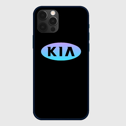 Чехол iPhone 12 Pro Max KIA logo neon / 3D-Черный – фото 1