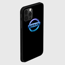 Чехол для iPhone 12 Pro Max Nissan logo neon, цвет: 3D-черный — фото 2