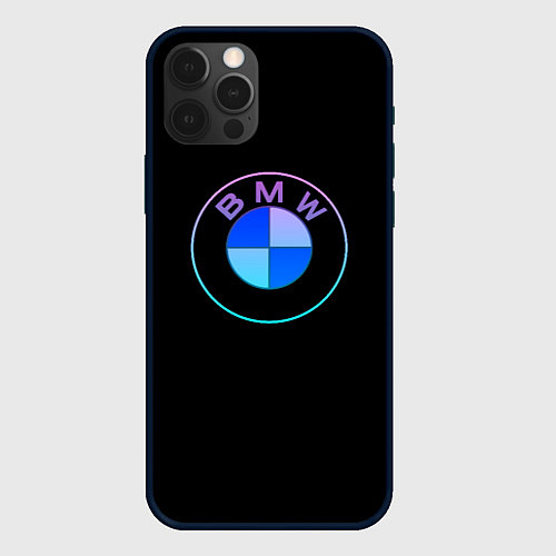 Чехол iPhone 12 Pro Max BMW neon logo / 3D-Черный – фото 1