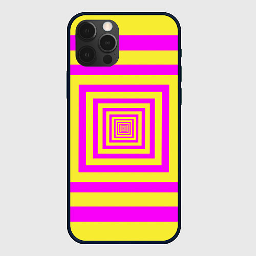 Чехол iPhone 12 Pro Max Удаление квадратов - оптический коридор желтый / 3D-Черный – фото 1