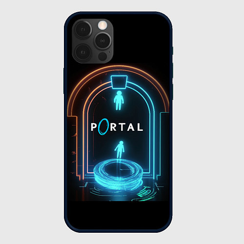 Чехол iPhone 12 Pro Max Portal neon style logo / 3D-Черный – фото 1