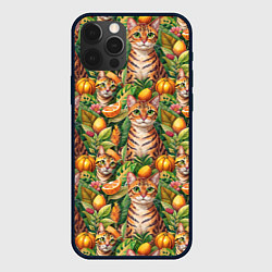 Чехол для iPhone 12 Pro Max Бенгальский котик в тропических листьях, цвет: 3D-черный