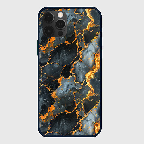 Чехол iPhone 12 Pro Max Черный мрамор с золотом / 3D-Черный – фото 1