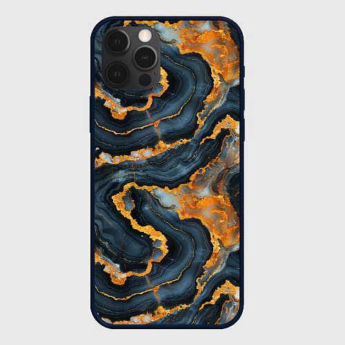 Чехол iPhone 12 Pro Max Золотистый мрамор / 3D-Черный – фото 1