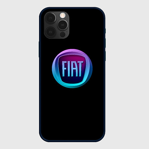 Чехол iPhone 12 Pro Max FIAT logo neon / 3D-Черный – фото 1