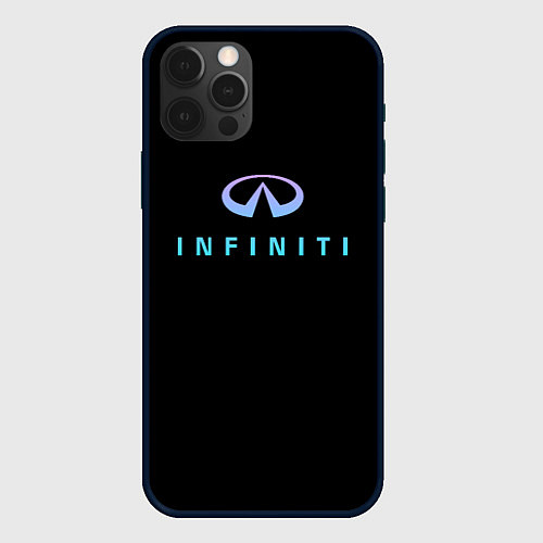 Чехол iPhone 12 Pro Max Infiniti logo neon / 3D-Черный – фото 1