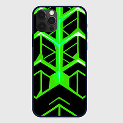 Чехол для iPhone 12 Pro Max Green lines on a black background, цвет: 3D-черный